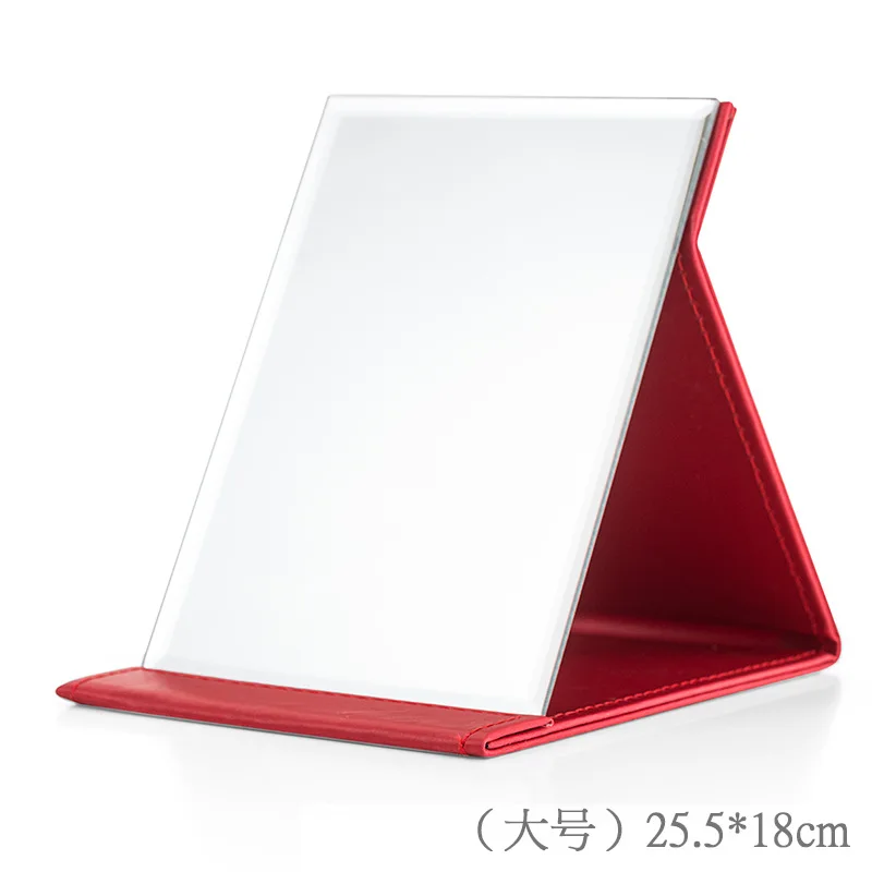 red HD Soild прямоугольное настольное зеркало для макияжа съемное портативное складное ПУ простое косметическое зеркало туалетное зеркало инструмент для макияжа - Цвет: red