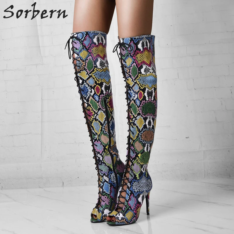 open toe over the knee boots wide calf