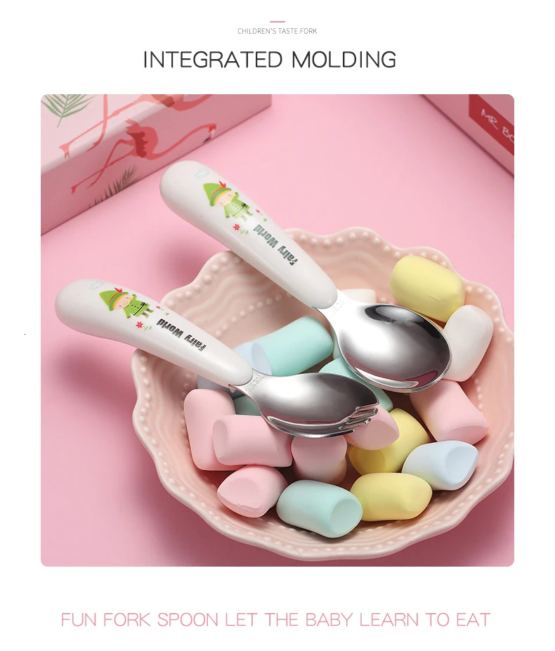 WORTHBUY Cartoon Children Tableware 304 Stainless Steel Dinnerware For Kids Spoon Fork Portable Cutlery Set Kitchen Dinner Set