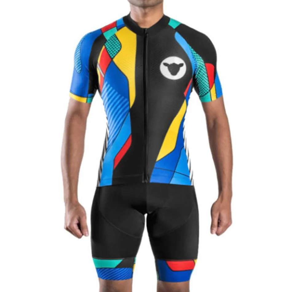 Черная овечья Мужская футболка с коротким рукавом из молочного шелка для велоспорта быстросохнущая одежда ciclismo maillot велосипед нагрудник шорты наборы - Цвет: jersey set 4