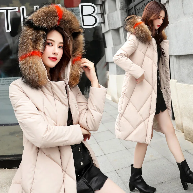 

2018 Winter Hbljr6818-1 with Genuine Fur Collar Women's Fashion Hooded Cotton-padded Clothes