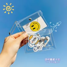 Fashion Pvc Coin Purse Women Transparent Kawaii Card Wallet Key Holder Storage Bag Girls 2021 New Clear Small Pouch Hand Purses
