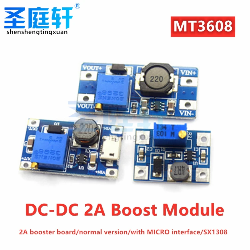 Модуль повышения яркости MT3608 регулируемый Повышающий 2 А плата с микро-USB в-24 в до 5