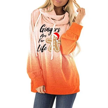 

Gradient Pullover Hoodie Gingers Are For Life Letters Print Hoodies For Women Sweatshirts Tops Femmes Printing Pattern Plus Size
