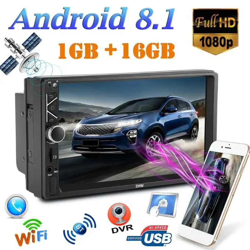 A3 7 дюймов 2 DIN 1G+ 16G сенсорный экран Android 8,1 автомобиль в тире стерео Bluetooth 4,0 Зеркало Ссылка WiFi FM радио gps навигация MP5 Mu
