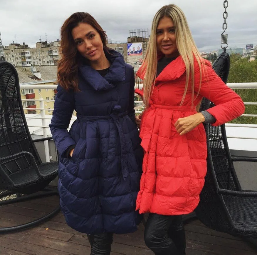 

Waist Hugging Slimming Significantly Higher Belt Long down Jacket Supply of Goods AliExpress