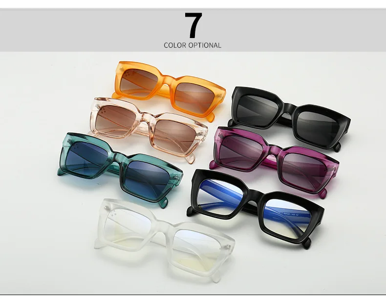 Square Sunglasses Women Retro Gradient Clear Lens Glasses_voghion.com
