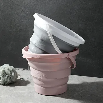 

3L/7L Pink Foldable Bucket Solid Basin Tourism Outdoor House Cleaning Buckets Fishing Round Camping Car Large Home Wash Bucket