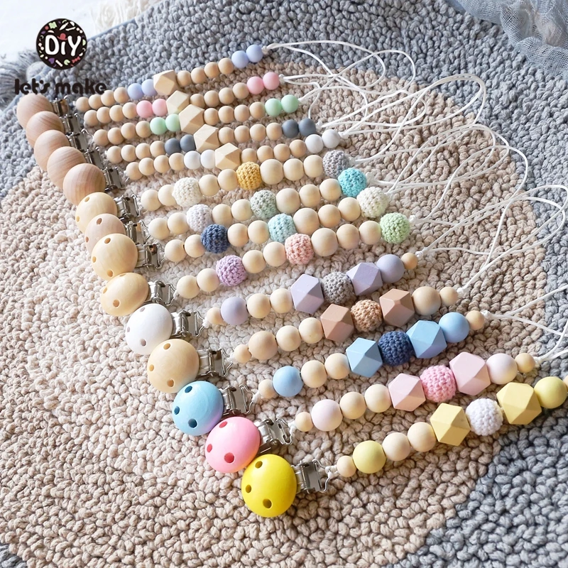 

Let's Make 1pc Wooden Maple Beads Hexagon Crochet Beads Baby Teether Pacifier Clips Wood Crafts Toys Pacifier Holder Chain