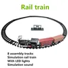 Electric Retro Simulation Train 8 Assembly Tracks With LED Lights Simulation Sound  Effect Track Train Model Suit 1