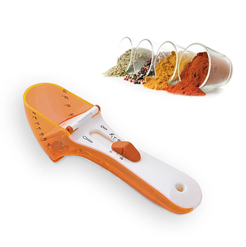 

Plastic Adjustable Measuring Spoon with Scale Baking Gadgets Magnetic Bottom Measurement Scoop DIY Cake Dessert Cooking Supplies