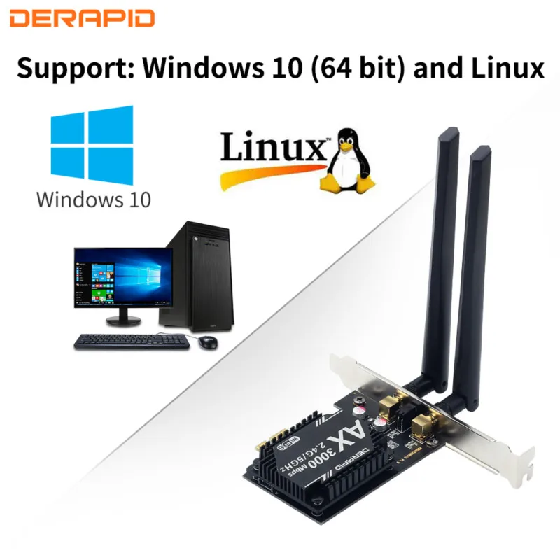 3000 Мбит/с двухдиапазонный WiFi6E Intel AX210 беспроводной настольный PCIe адаптер Bluetooth 5 2