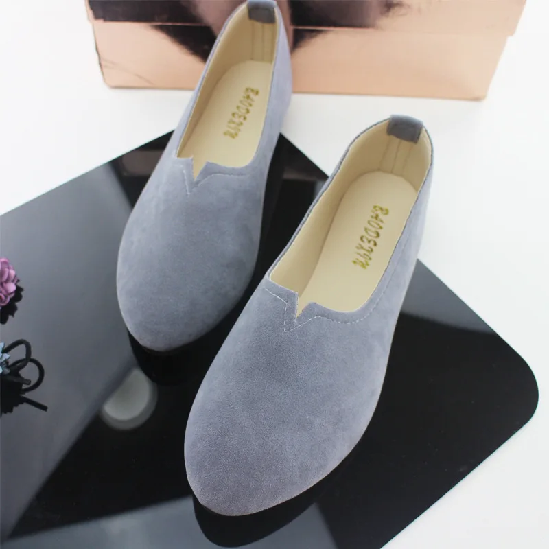 

2020 Spring Korean-style Candy-Colored Flat Heel WOMEN'S Suede Shoes Fashion Grandma Shoes Large Size WOMEN'S Shoes Flat 43 Yard