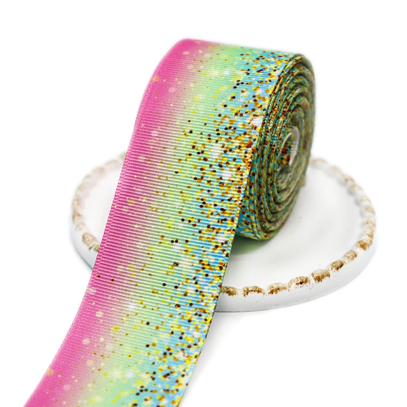5 Yards 1.5' 38MM Rainbow Gradient Colors Printed Grosgrain Ribbons For Hair Bows DIY Handmade Materials Y110401 ribbon decoration ribbon supplies grosgrain ribbon