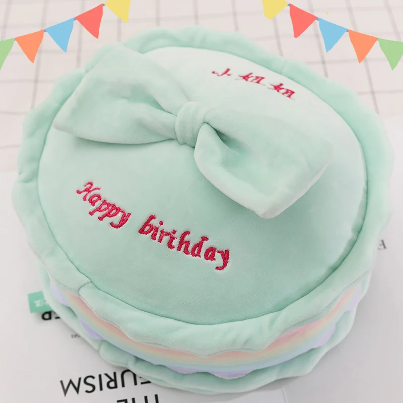 Розовый Розовая, желтая плюшевая подушка BlueCake, бантик, торт, набивная, ИМИТИРОВАННАЯ подушка в виде еды, кавайный подарок для мальчика, девочки, леди, день рождения - Цвет: Розовый
