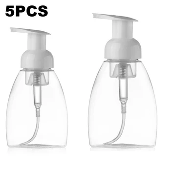 

5pcs 300ml Square Clear Foaming Bottle Liquid Soap Whipped Mousse Points Bottling Shampoo Lotion Shower Gel Foam Pump Bottlesnd