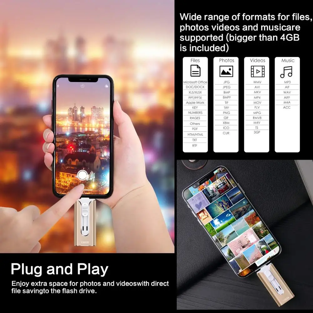 Очень Популярные HD флеш-накопитель USB 3,0 интерфейс Micro-USB/IOS/флэш-накопитель для samsung iphone X/8/7/6 Plus iPad Air 16 Гб оперативной памяти, 32 Гб встроенной памяти, 64 ГБ 128 ГБ 256