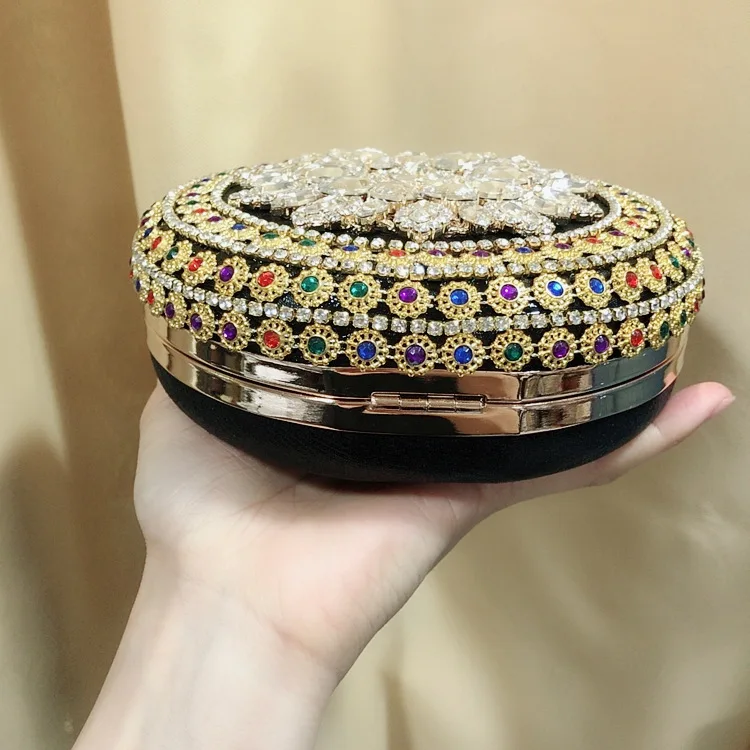 Роскошная золотая, серебряная, блестящая, с кристаллами, с цветами, модная, круглая, вечерняя сумка, дамская сумочка, для свадьбы, вечеринки, на день, клатчи, кошелек