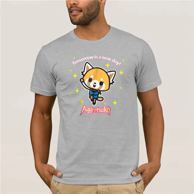 Мужская футболка Aggretsuko Tomorrow Is A New Day, модная мужская футболка с коротким рукавом