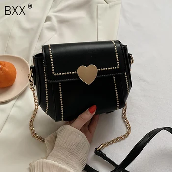 

[BXX] Small PU Leather Bags For Women 2020 Winter Solid Color Chain Shoulder Handbags Female Travel Lady Fashion Bag HO132