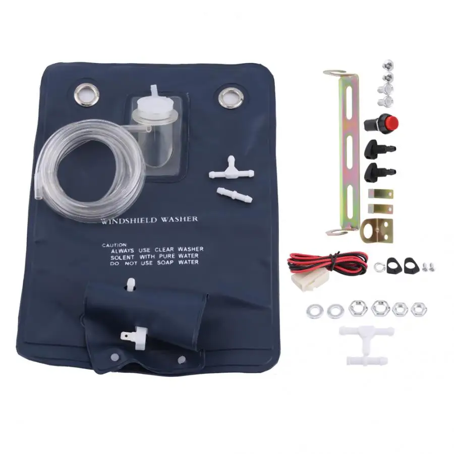 Windshield washer pump kit 12V universal with jet button switch for classic cars