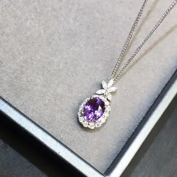

Sapphire Pendants Pure 18 K Gold Jewelry AU750 100% Natural Purple Sapphire Gemstones 1.24ct Pendants for Women Fine Necklace