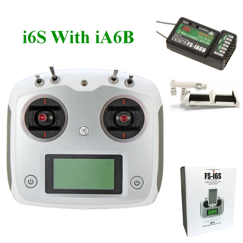 FLYSKY FS-i6S i6S 2,4G 10CH AFHDS 2A центрирующий Дроссельный передатчик с держателем iA6B A8S iA10B приемник Розничная коробка RC FPV Дрон - Цвет: White IA6B w Holder