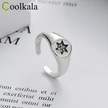 

Coolkala s925 sterling silver six-star open Starlight pasta ring