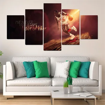 

5 piece canvas art Superstar Michael Jordan Canvas Poster and Prints Modular Painting on the Wall Picture Fans Room Decoration