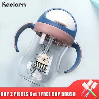 

Keelorn 320ml Baby Water Bottle Sippy Soft Spout Gravity Ball V-Type Straw Anti Choked Design for Baby Water Bottle