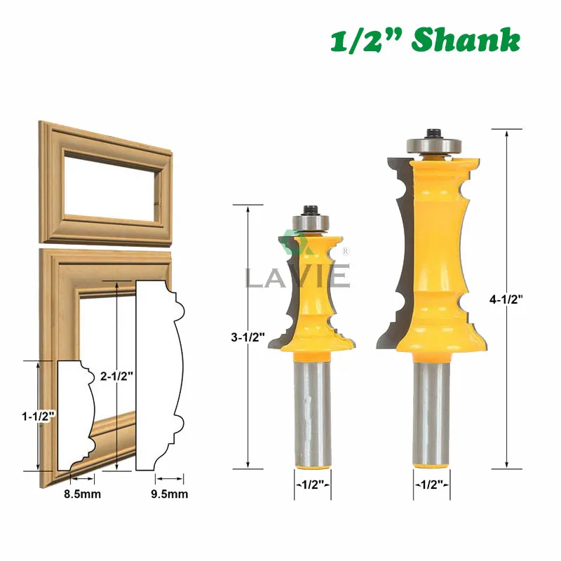 

12mm 1/2" Shank Milling Cutter Woodwork Big Mitered Drawer Front Molding Router Bit Door Handrail Line Tenon Tools MC03040-B
