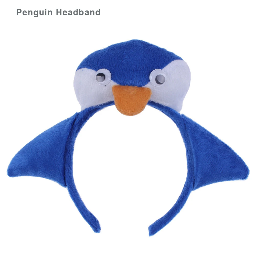 Penguin Headband Комплект из 1 предмета; взрослые повязка на голову в виде животного милый плюшевый рюкзак с принтом «обезьяна», лисы, тигра, повязка на голову, Косплэй Головные уборы вечерние подарок на Хеллоуин и Рождество - Цвет: Penguin Headband