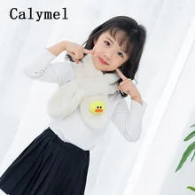 Calymel Autumn And Winter Imitation Rabbit Hair Children Scarf Cartoon Plush Scarf Boys And Girls Warm Scarf