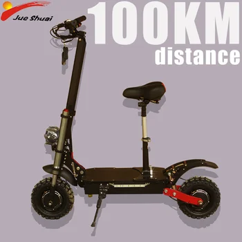 

100KM Long Distance Electric Scooter Dual Motor Wheel 11inch Off Road Fat Tire E Scooter Trotinette Electrique Adulte Puissant