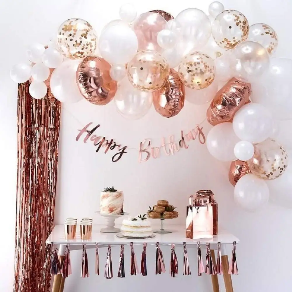 Год крестины декоративный шар комплект гирлянды розовое золото Арка Свадьба Ребенок душ день рождения девичник вечерние украшения