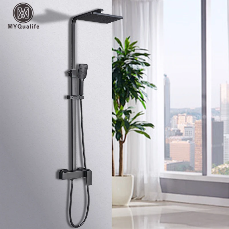 

MAatte Black Bathroom Shower Faucet Mixer Wall Mount Rainfall Shower Set Mixer Tap Brass Tub Spout Bath Shower Mixers