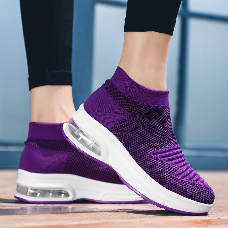 

Wa zi xie Summer New Style WOMEN'S Shoes Fly Netting Surface Athletic Shoes Large Size Foot Covering Air Cushion Casual Shoes 35