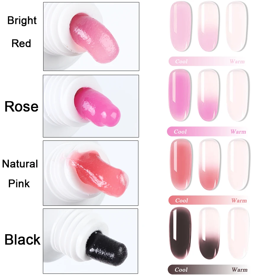 15ml Acrylic Permanent Temperature Change Glue Nail Extension Jelly UV Builder Gel White Pink Clear LED Lacquer Manicure JI1522