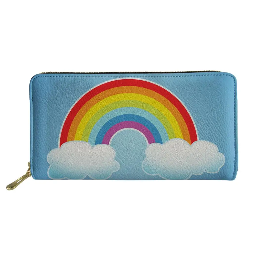 Hycool Fashion Wallet Donna Uomo Food Rainbow Feather Pattern Ladies Girls Zipper Card Purse Long Custom Clutch Bags 2020 Female