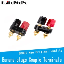 1 jeu de fiches bananes pour Couple, rouge et noir, connecteur d'amplificateur, borne de liaison, fiche banane pour haut parleur, offre spéciale 