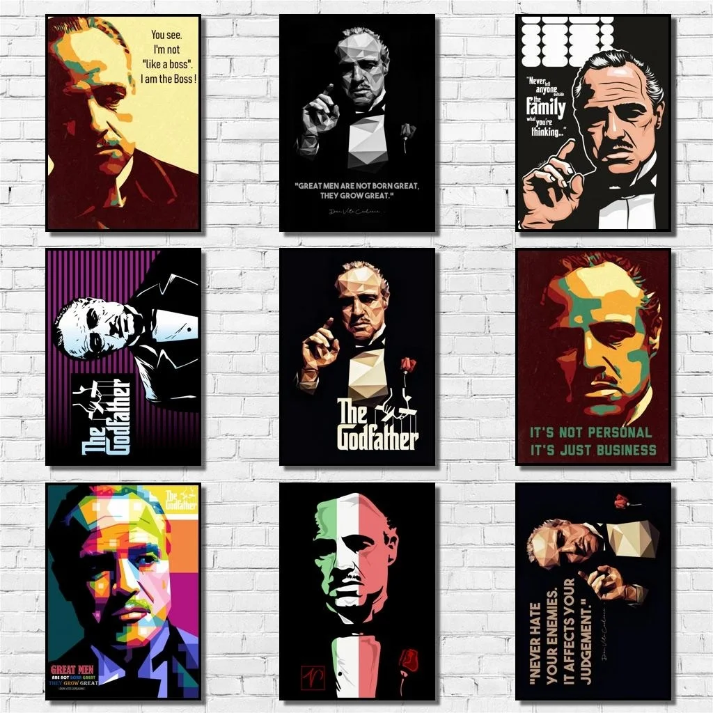The Godfather Whitepaper Poster Cartoon Painting Abstract Funny Fancy Wall Sticker for Coffee House Bar | Дом и сад