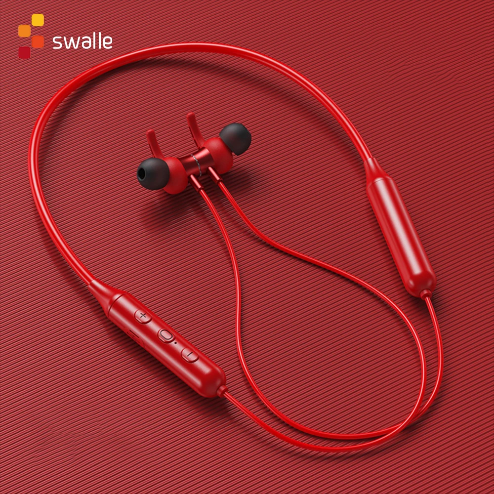 Auriculares magnéticos inalámbricos por Bluetooth 5,0, auriculares estéreo con cinta para el cuello, manos libres, resistentes al agua, con micrófono