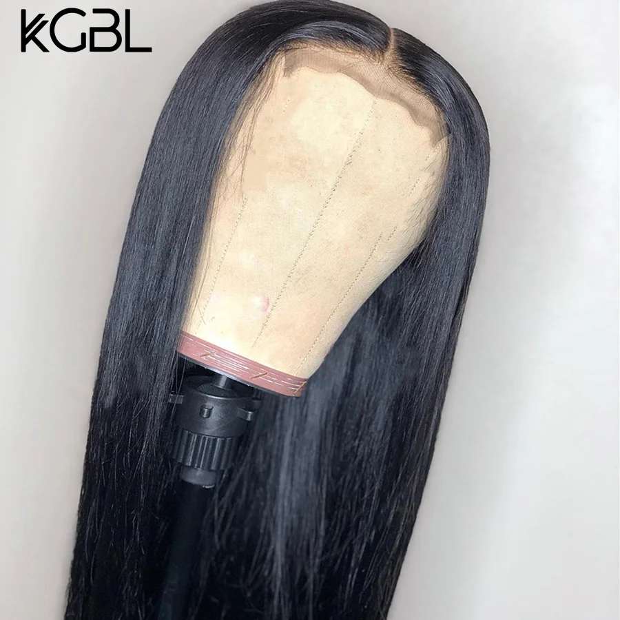 KGBL прямые 13*4 кружевные передние человеческие волосы парики средний коэффициент "-24" не Реми натуральный цвет бразильские волосы парики