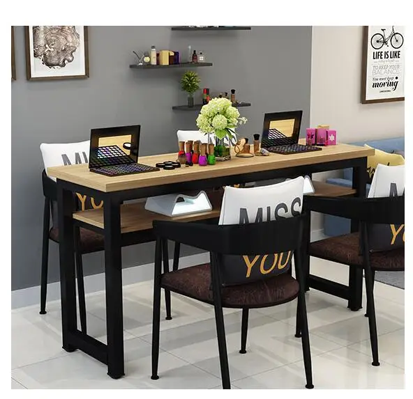 Manicure table and chair set simple modern double black manicure shop table special price retro manicure single