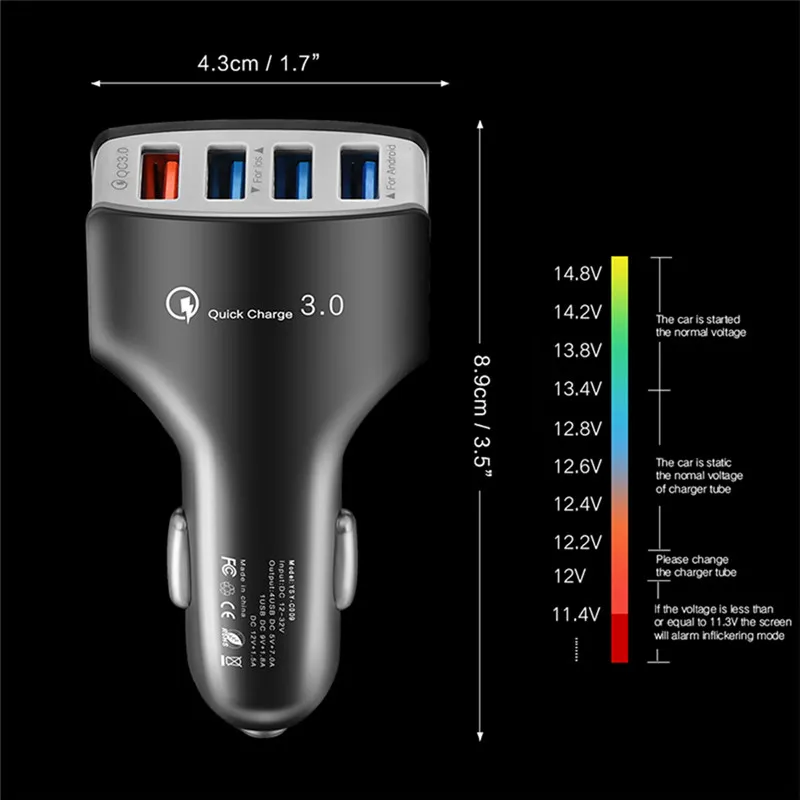 Автомобильные аксессуары универсальные грузовики автомобильное зарядное устройство адаптер быстрой зарядки QC3.0+ 3.5A автомобильное зарядное устройство для samsung S10 S9 S8 Xiaomi IPhone