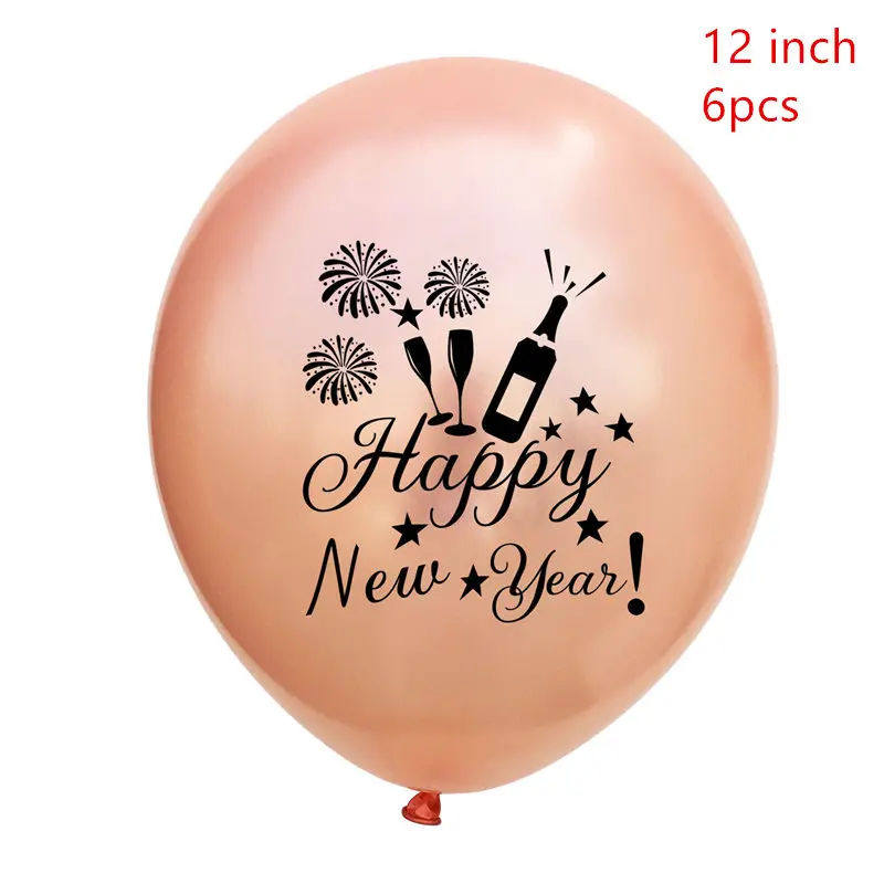 Новогодние фольгированные шары, бутылка, радужные шары, новогодние украшения, черная звезда, испанский год, вечерние гелиевые шары - Цвет: rose gold 6pcs