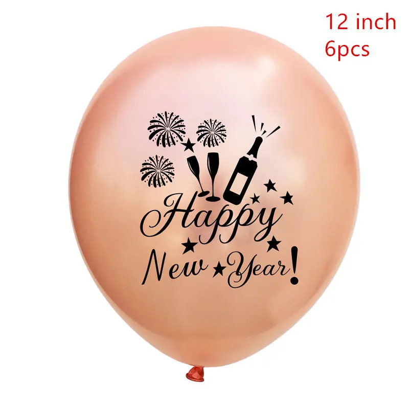 rose gold 6pcs Новогодние фольгированные шары, бутылка, радужные шары, новогодние украшения, черная звезда, испанский год, вечерние гелиевые шары - Цвет: rose gold 6pcs