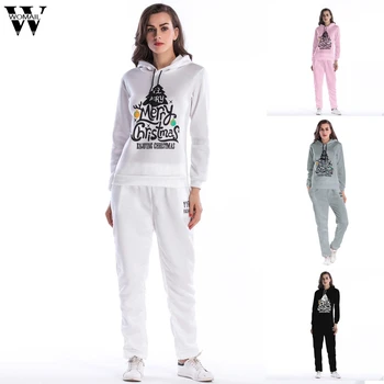 

Womail Tracksuit Women Autumn Hooded Sweatshirt suit Two Piece Set Christmas jogging suits for women Sportswear women suit 923