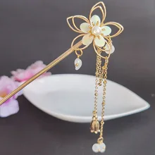 Chinese Style Tassels Metal Hair Sticks Hairpin Pearl Hair Pins Clip Flower Hair Chopsticks Wedding Party Headwear Headpiece