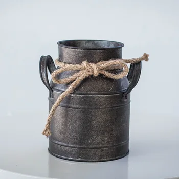 

Metal Iron Decorative Vintage Rustic Vase Milk Can Country Jug for Bedroom Kitchen Living Room WY80603